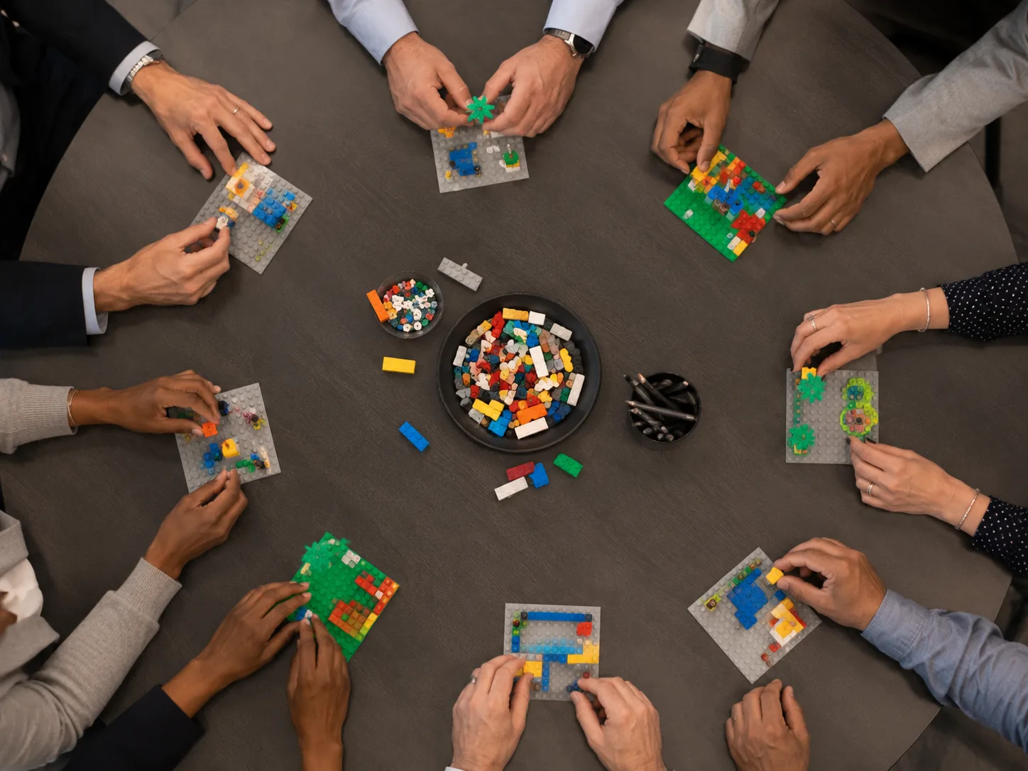 LEGO SERIOUS PLAY participation workshop with leaders building individual models