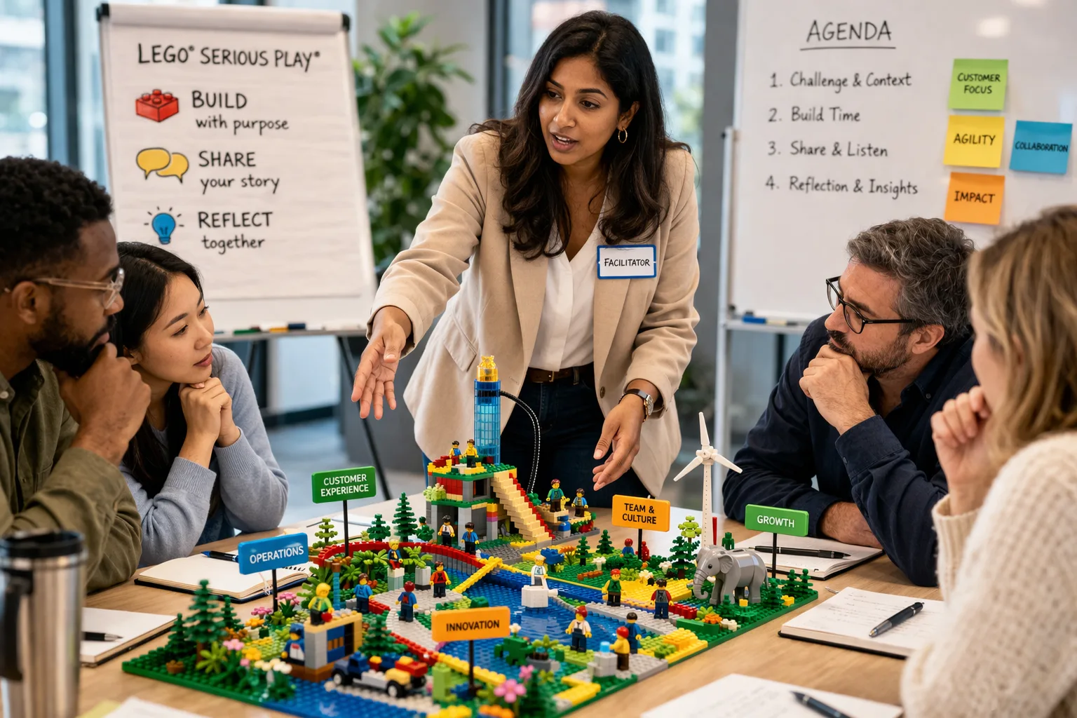 Leadership team building shared models during organizational alignment workshop