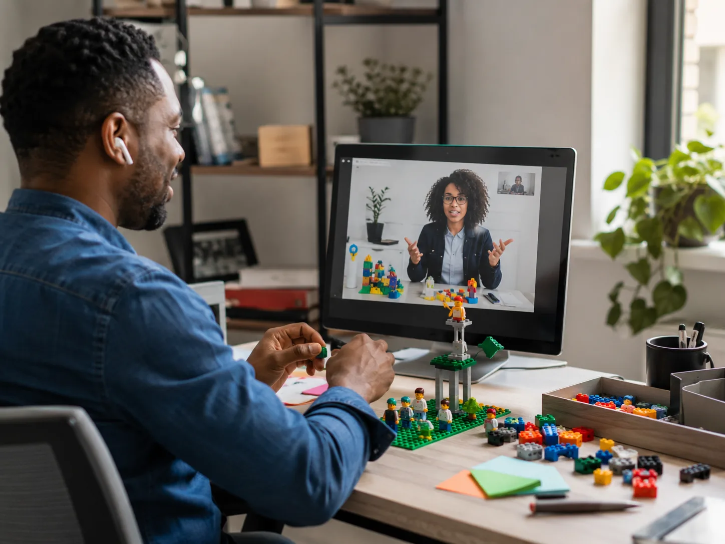 Student rewatching self-paced LEGO Serious Play training modules online