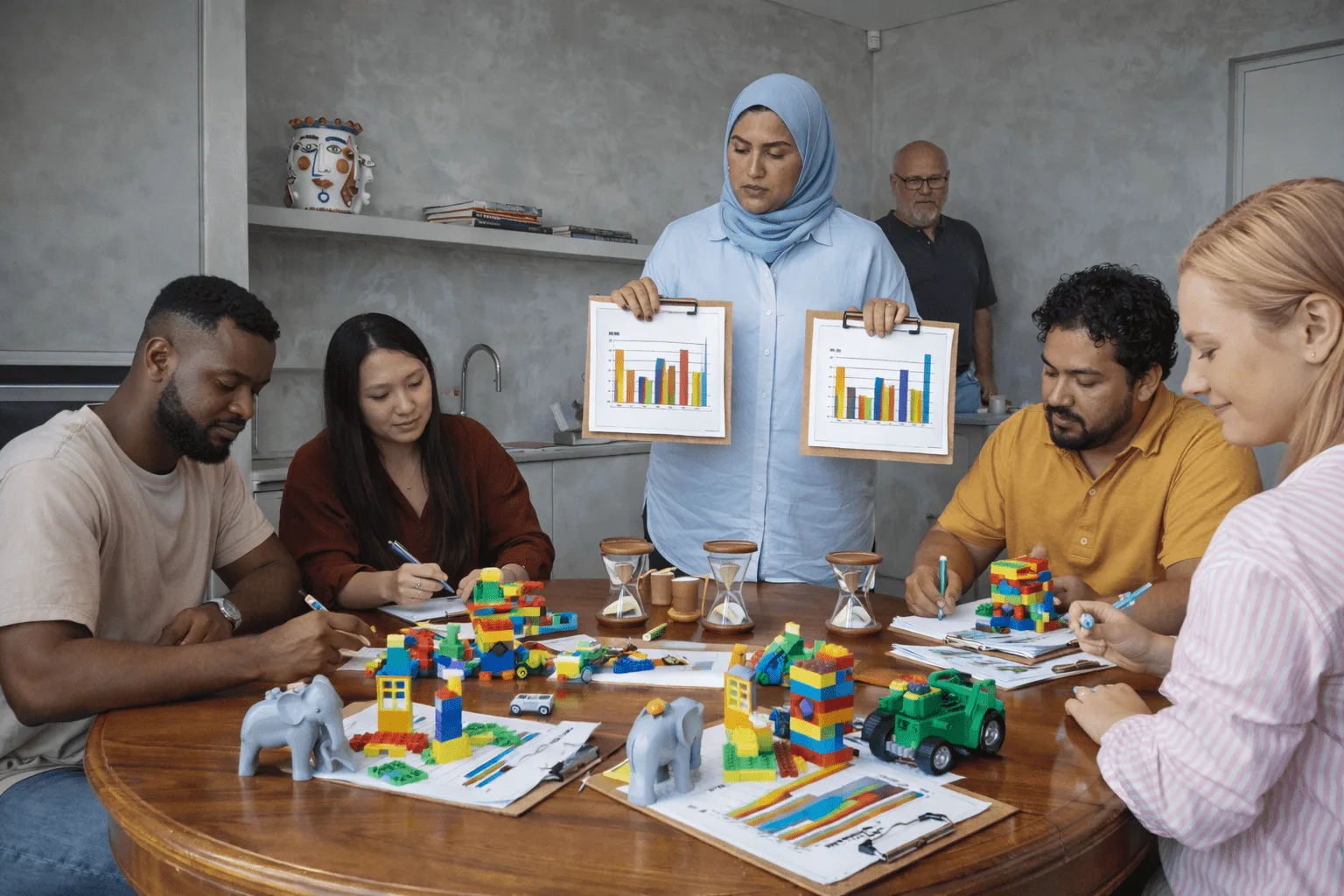 A LEGO model visualizing the hidden costs and tangled processes of low-trust data.