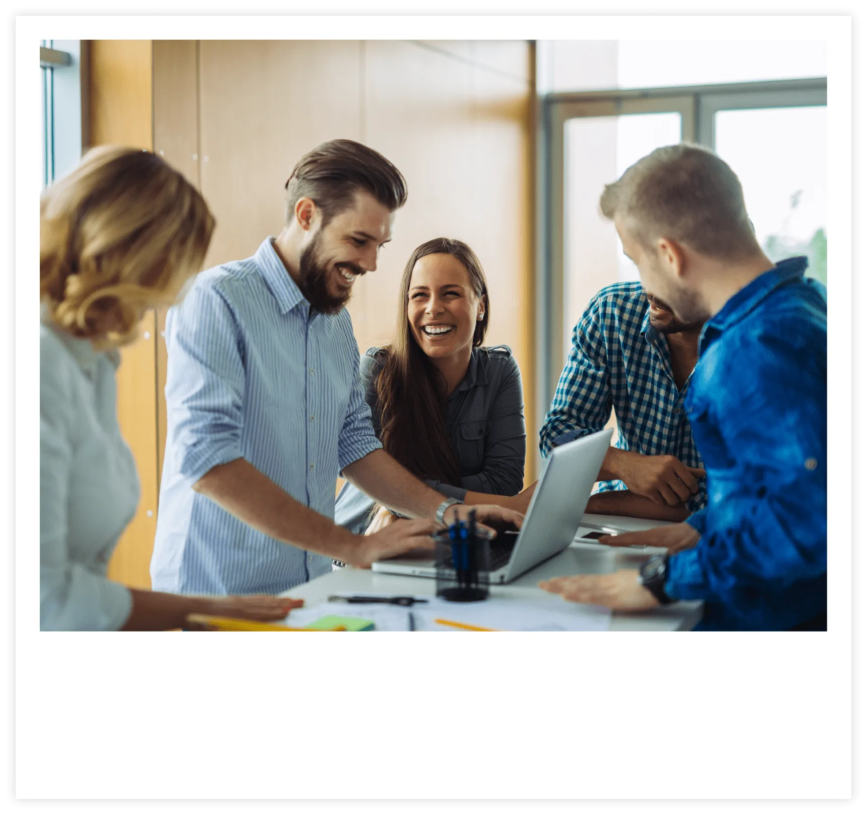 A new employee participating in a creative and engaging onboarding activity.