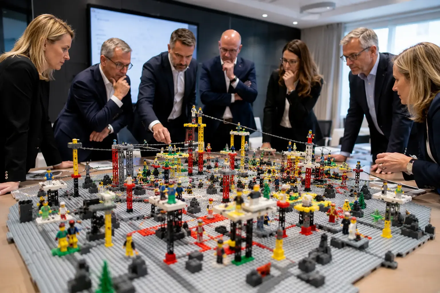 LEGO® SERIOUS PLAY® model showing organizational barriers and dependencies